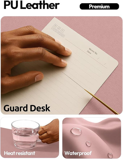 YSAGi Leather Desk Protector, Office Mat, Large Mouse Mat, Non-Slip PU Leather Blotter, Laptop Desk, Waterproof Writing Pad for Office and Home (Pale Mauve, 35.4" x 17")