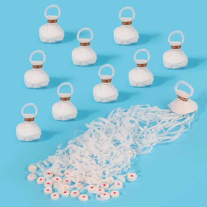 10Pack Streamer Poppers, No Mess White Paper Crackers, Hand Throw Confetti Streamers for Birthday, Wedding, Party Celebrations
