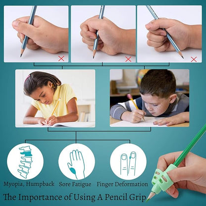Pencil Grips, Pencil Grips for Kids Handwriting, Children Pen Writing Aid Grip Set Posture Correction Tool for Kids Preschoolers Children, Hollow Ventilation Design, 3 Pack