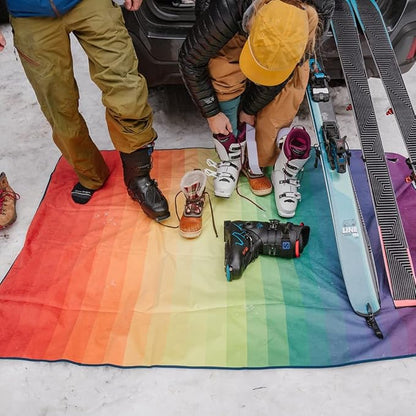 Rumpl Everywhere Mat | Lightweight Ground Cover for Hiking, Camping, Traveling, Picnics | 52" x 75" | Rainbow Fade