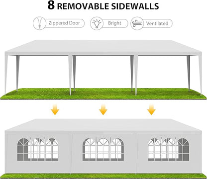 HomGarden 10'x30' Outdoor Party Tent Heavy Duty Large Backyard Canopy Tent Cater Party Favor Supplies Patio Gazebo for Outdoor Events Wedding Gatherings BBQ with Removable Sidewalls