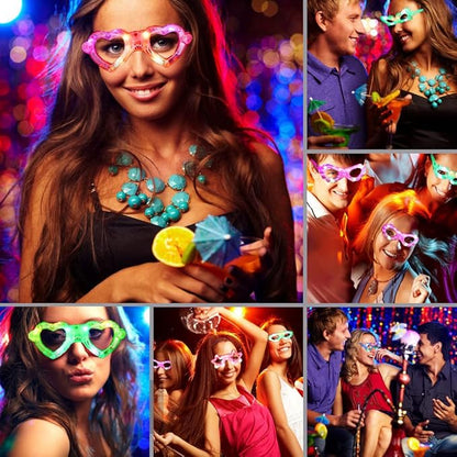 72 Packs LED Glasses for kids Glow in the dark Party Supplies Favor,6 LED 6 Shapes Glasses Flashing Plastic Light up Glass Toys Bulk 3 Replaceable Battery fit Halloween Christmas Thanksgiving