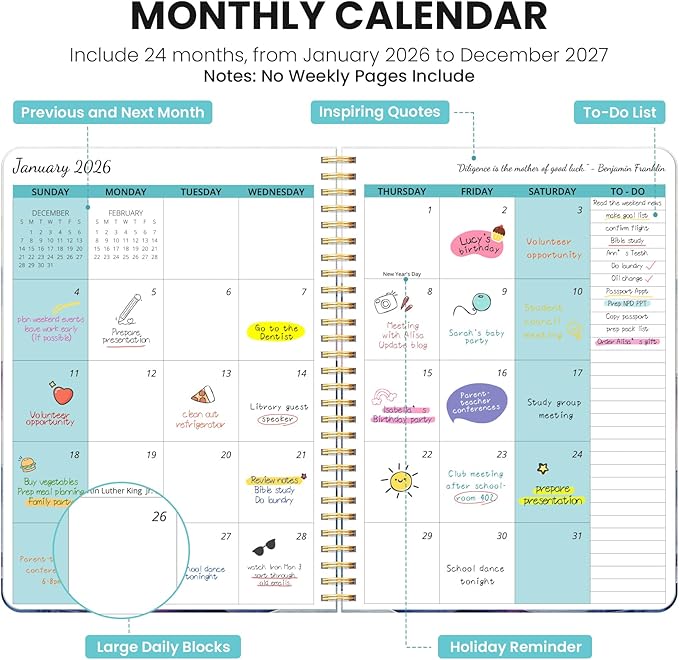 Monthly Planner 2026-2027, 2 Year Months Calendar Planner 2026-2027, Runs from January 2026 - Decembe 2027, 7" x 10", 24 Months, Perfect for School Office Home Planning - Distant Peaks