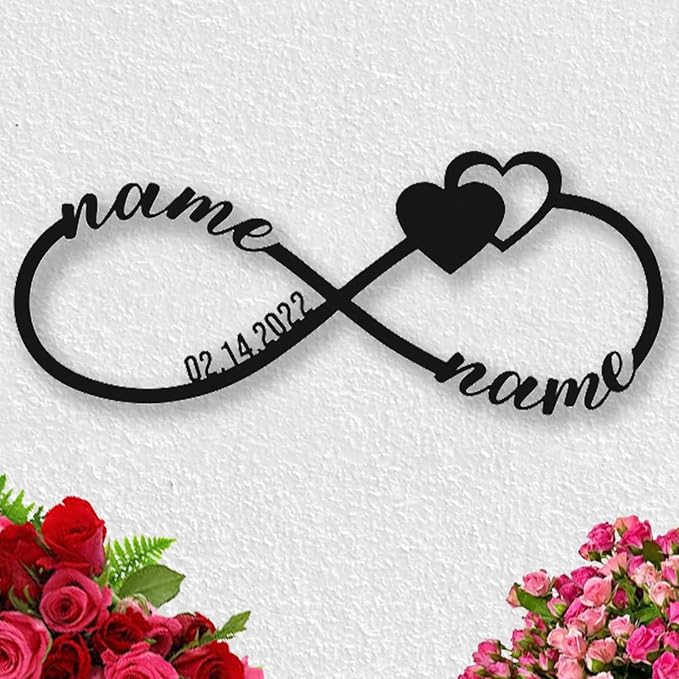 Custom Infinity Metal Sign, Infinity Heart Sign Metal Wall Decor, Personalized Infinity Metal Name Sign, Couple Signs, Customized Engagement Anniversary Wedding Gifts Wedding Gifts for Couples