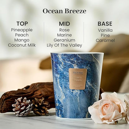 M&SENSE Extra Large Candle 35oz 150H Ocean Breeze Scented, 3 Wick Highly Scented Jar Candles, XL Large Christmas Gift Candle for Women, Long Lasting Burning for Holiday, Thanksgiving, Christmas
