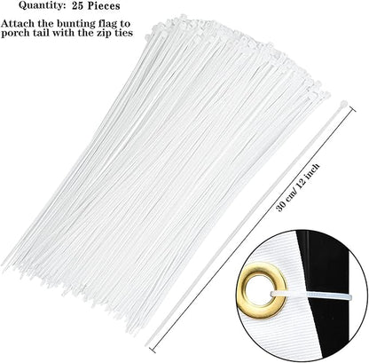 American Flag Bunting Patriotic Pleated Fan Flag USA Flags with Brass Grommets and Zip Ties for 4th of July Memorial Day Decoration Outdoor (5, 3x6 Feet)