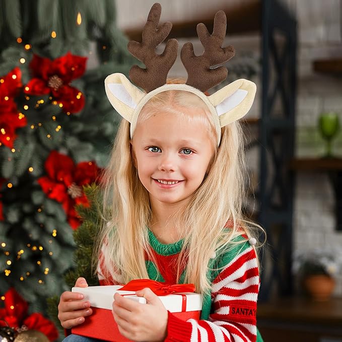 DIVINA VITAE Christmas Reindeer Antlers Headband Cute Antler Headband Headpiece Womens Deer Antlers Costume