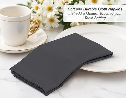 Zoyer Cloth Napkins Set of 4, 18x18 Inches Cotton Enrich Napkins Cloth ‎Washable, Soft & Durable Dinner Napkins for Parties, Wedding, Christmas, ‎Thanksgiving & Everyday Use - Dark Grey