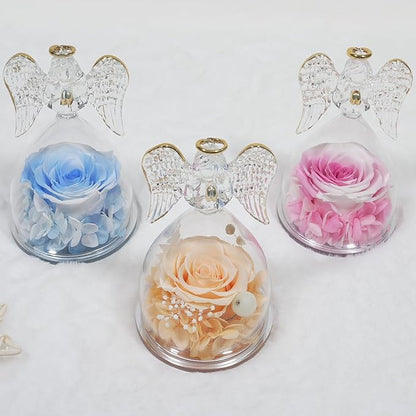 Miofula Preserved Flower Rose Birthday Gifts for Mom, Angel Figurines with Forever Real Rose Gifts for Her Mom Grandma, Angels Gifts for Mothers Day Christmas Anniversary Thanksgiving Birthday Gifts