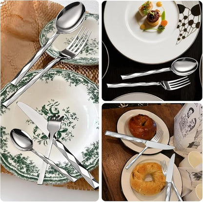 Silverware Set for 4, 20 Piece Heavy Duty Stainless Steel Serving Flatware Utensils Set, Mirror Finish, Elegant & Durable, Modern Design Dishwasher Safe Cutlery Set for Home Wedding Housewarming