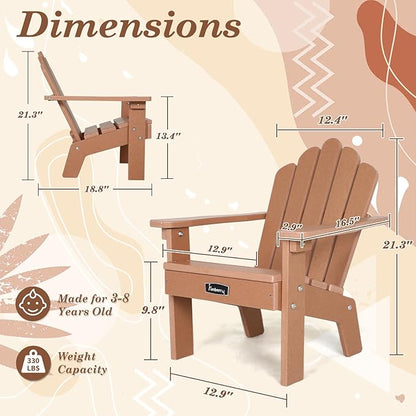 FUNBERRY Kids Outdoor Chair, CPC Certified HDPE Kids Adirondack Chairs Set of 2, All Weather Easy Installation Toddler Outdoor Chair with Ergonomic Design for Patio, Garden, Picnic, Backyard, Beach