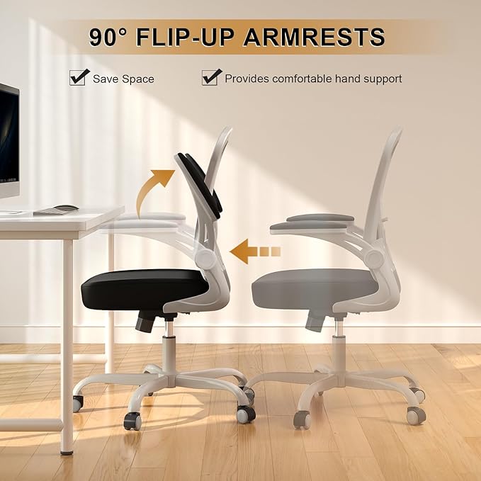 Synorla Office Chair, Ergonomic Desk Chairs 330LBS Capacity High Back Mesh Computer Chair with Flip-up Armrests, Comfy Work Chair with Adjustable Lumbar Support