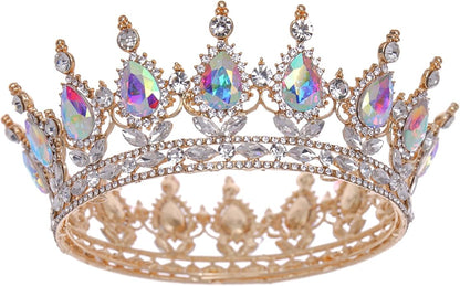 FORSEVEN Queen Crown Rhinestone Wedding Crowns and Tiaras for Women Costume Party Hair Accessories Princess Birthday Crown Crystal Bridal Crown Christmas Decorations Headband