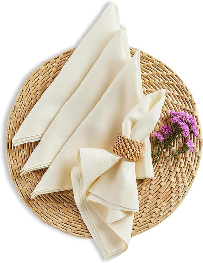 Solino Home Ivory Linen Napkins Set of 4-100% Pure Linen Cloth Washable Dinner Napkins 20 x 20 Inch for Fall, Autumn, Christmas, Holiday, New Year - Fete