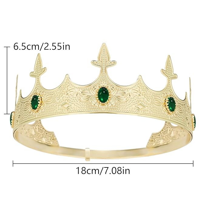 King Crowns Metal Hair Band for Men Gold Crowns and Tiara for Theme Birthday Party Costume Accessories