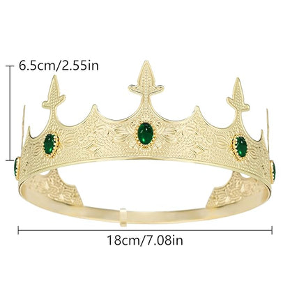 King Crowns Metal Hair Band for Men Gold Crowns and Tiara for Theme Birthday Party Costume Accessories