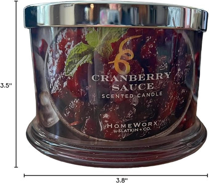 HomeWorx by SLATKIN + CO. Candle- Cranberry Sauce, 18 oz. Premium Scented Candle - 30-55 Hours Burn Time