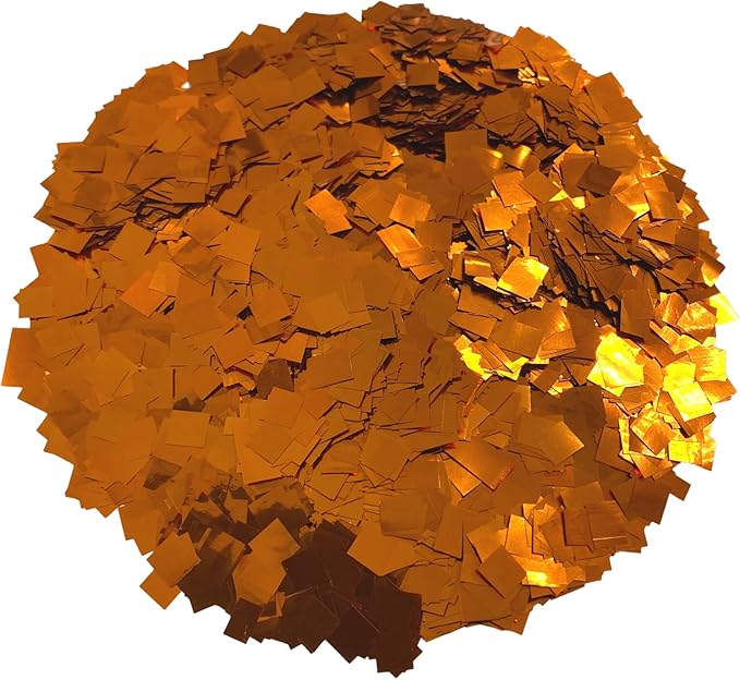 Ultimate Confetti, Fluttering Orange Mylar Shiny Foil Metallic Confetti Squares - Lightweight and Slow-Falling Party Confetti for Cannon and Launcher Use - Best for Celebrations - 1 lb, 16 oz