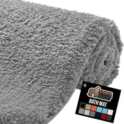 GORILLA GRIP Bathroom Rugs, Ultra Soft Absorbent Mat, Thick Plush Bath Rug, Machine Washable, Microfiber Quick Dry, Mats for Shower, Bathtub and Floor, Home Decor Accessories, 24x17, Grey