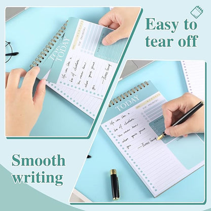 2 Packs To Do List Notepad, 104 Pages To Do List Notebook A5 Undated Daily Planner Notepad with Task Checklist Home Office School Supplies