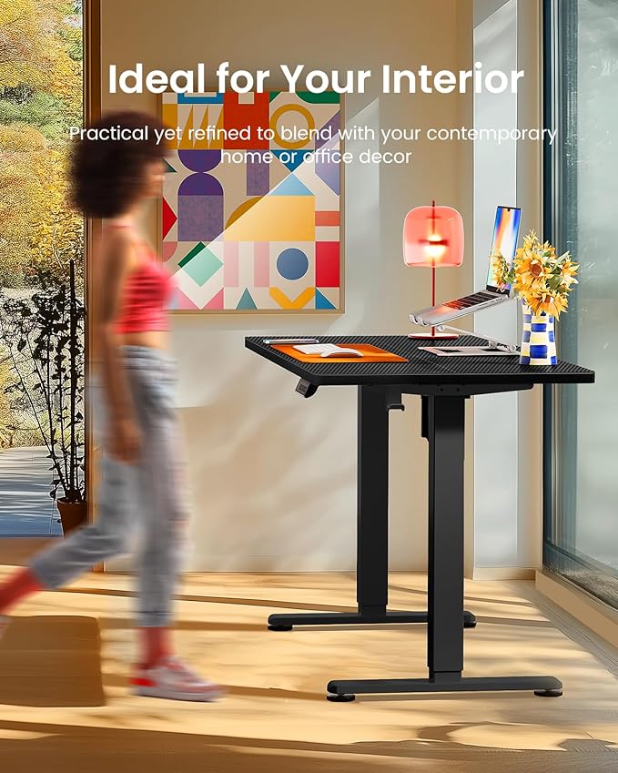 ErGear Height Adjustable Electric Standing Desk, 55 x 28 Inches Sit Stand up Desk, Memory Computer Home Office Desk, Carbon Fiber Black