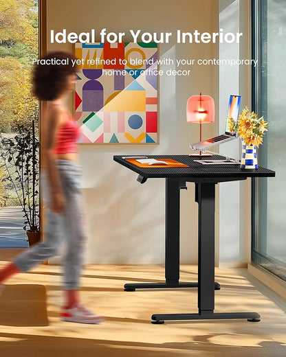 ErGear Height Adjustable Electric Standing Desk, 55 x 28 Inches Sit Stand up Desk, Memory Computer Home Office Desk, Carbon Fiber Black