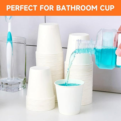 100 Count 3 oz Disposable Mouthwash Cups, Small Paper Cups, Bathroom Paper Cups, Ideal for Parties and Everyday Use