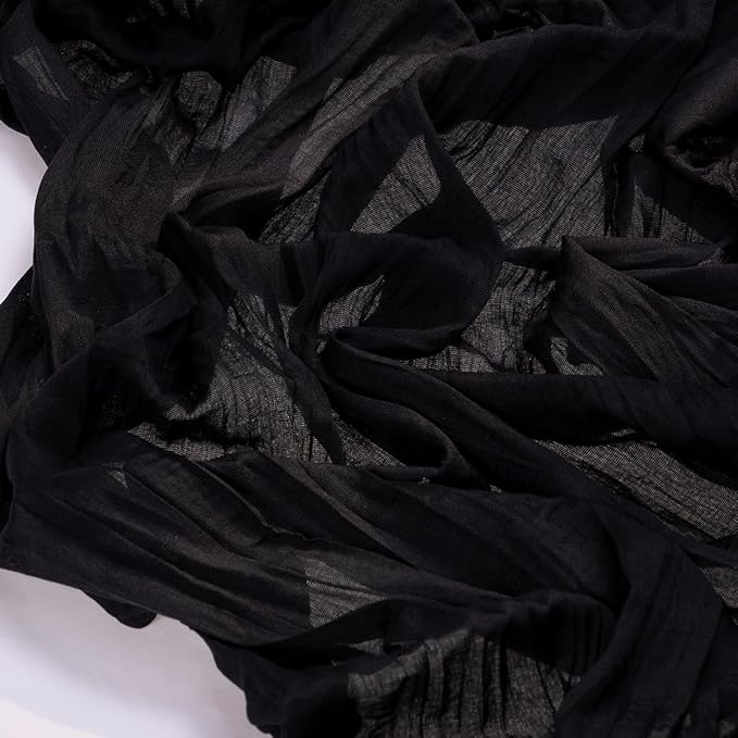 Socomi 6pcs Black Fall Thanksgiving Cheesecloth Table Runner Boho Rustic Gauze 120 inch 10FT Cheese Cloth Runner for Wedding Party Baby Shower Birthday Home Decor Holiday Decorations