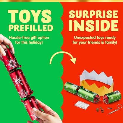 JOYIN 8 Pack Christmas Party Favor Non-Snap Red & Green Snowflake Design Party Table Favors with Holiday Party Favor Supplies for Kids and Adults, Christmas Parties, Dinners & Holidays