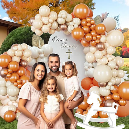 Double Stuffed tan Terracotta Rustic Balloon Arch Boho Balloon Garland Kit Matte Burnt Orange Champagne Apricot Maroon Cream Rust Balloons Retro Birthday Pumpkin Fall Themed Baby Shower Decoration