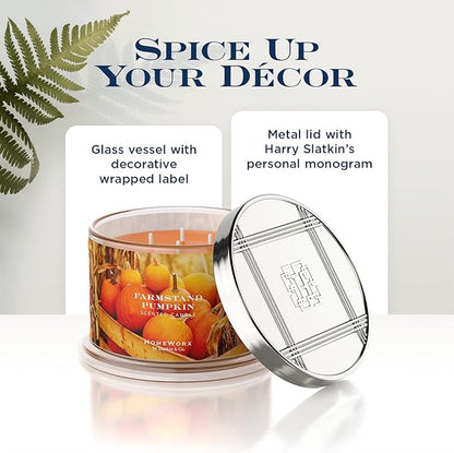 HomeWorx by SLATKIN + CO. Candle- Farmstand Pumpkin, 18 oz. Premium Scented Candle - 30-55 Hours Burn Time