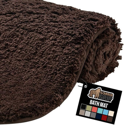 GORILLA GRIP Bathroom Rugs, Ultra Soft Absorbent Mat, Thick Plush Bath Rug, Machine Washable, Microfiber Quick Dry, Mats for Shower, Bathtub and Floor, Home Decor Accessories, 24x17, Brown