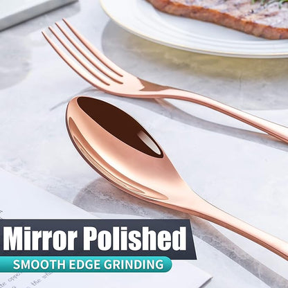 20 Pieces Rose gold Silverware Set Service for 4,Modern 18/10 Stainless Steel Flatware Cutlery Set,Utensil Set for Home Restaurant Hotel,Mirror Polished,Dishwasher Safe