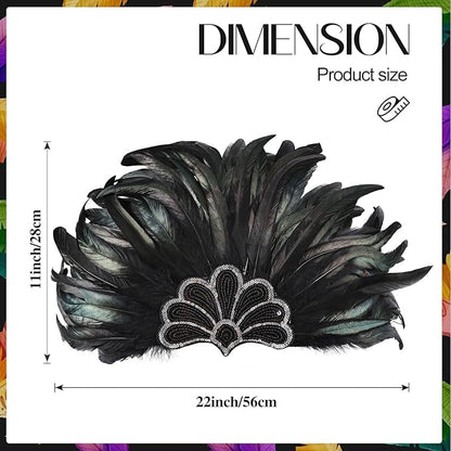 Women's Carnival Feather Headpieces Sequin Headdress for Wedding Masquerade Party Cosplay Feather Headbands