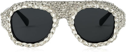 bullabulling Vintage Pilot Rhinestone Sunglasses Women Fashion Diamond bling party Sun Glasses Crystal Shades UV400