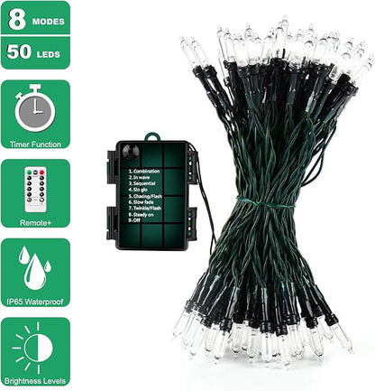 18ft Battery Operated String Lights,Outdoor String Lights Christmas Lights 50 Led String Lights with Remote Timer Waterproof for Indoor Outdoor Garden Party Christmas Decoration, Multicolor
