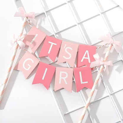 It's a Girl - Pink Gender Reveal Party Decoration, Baby Shower Cake Topper