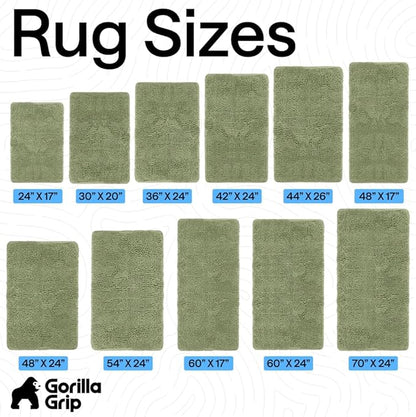 GORILLA GRIP Bath Rug Mat 60x17, Soft Absorbent Chenille, Quick Dry Microfiber Mats, Rubber Backing Washable Shower Floor Rugs, Bathmat Runner, US Designed Bathroom Home Decor Accessories Sage Green