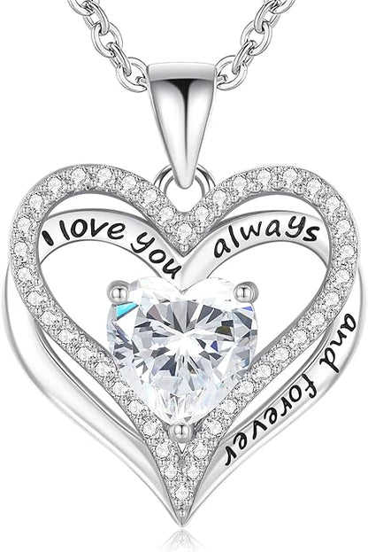 S925 Sterling Silver Necklace for Women, Wife Jewelry Rose Gold, Mom Birthday Valentines Mothers Day Gifts, Girlfriend Necklaces, Daughter Heart Jewel, Anniversary for Her