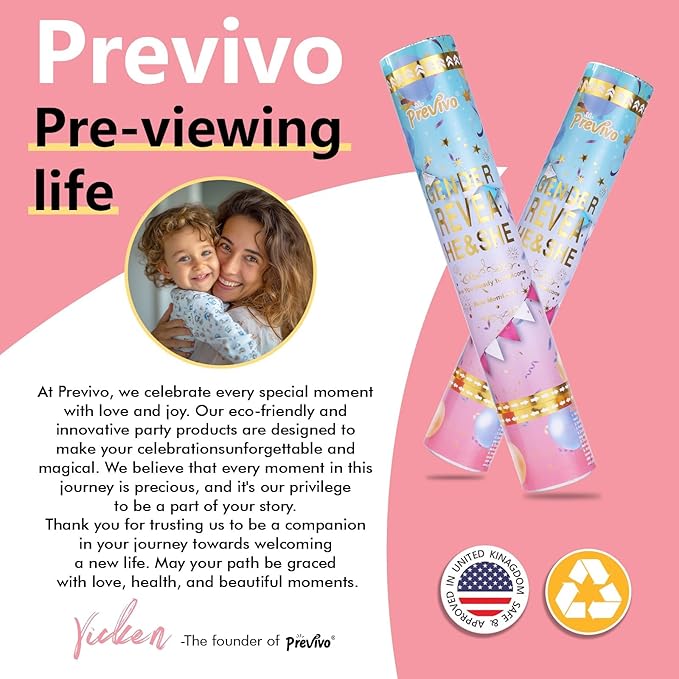 Previvo Gender Reveal Holiday supplies confetti (6PCS-Pink)