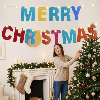 TaoBary 112 Pcs DIY Letter Kit Glitter Customizable Banner Letters Include 107 Letters and Numbers 3 Rope and 2 Needles for Birthday Halloween Christmas Wedding Valentine Party Decor(Rainbow)