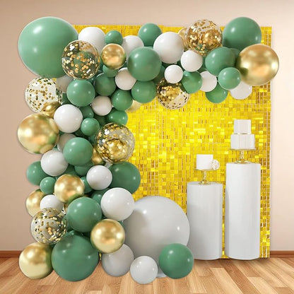 48 PCS Gold Shimmer Wall Backdrop, Square Sequin Photo Backdrops Panel, Glitter Wall Background for Birthdays, Weddings, Christmas, Engagements, Disco Bachelorette Party Decoration (6FTx8FT)