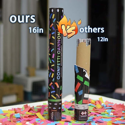 16 Inch [6 Pack] Biodegradable Confetti Cannon Party Poppers Party Supplies, Air Powered | Launches 20-25ft | Celebrations, New Year's Eve,Birthdays,Christmas and Weddings