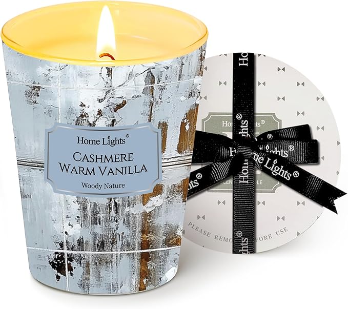 HomeLights Scented Candles for Women & Men, 6.7oz Candle Jars Aromatherapy Single Wick Candle, Ideal for Industrial Chic Home Decor and Gifts, Cashmere Warm Vanilla