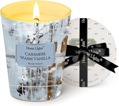HomeLights Scented Candles for Women & Men, 6.7oz Candle Jars Aromatherapy Single Wick Candle, Ideal for Industrial Chic Home Decor and Gifts, Cashmere Warm Vanilla