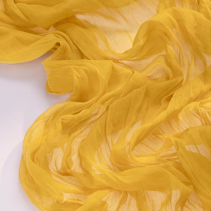 Socomi 3pcs Gold Yellow Fall Thanksgiving Cheesecloth Table Runner Boho Rustic Gauze 120 inch 10FT Cheese Cloth Runner for Wedding Party Baby Shower Birthday Home Decor Holiday Decorations