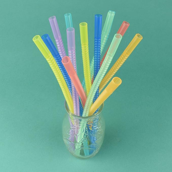 Bendable Straws - 11 inch Long Colored Flexible Straws - Bendy Drinking Straw Reusable - 14 Pack