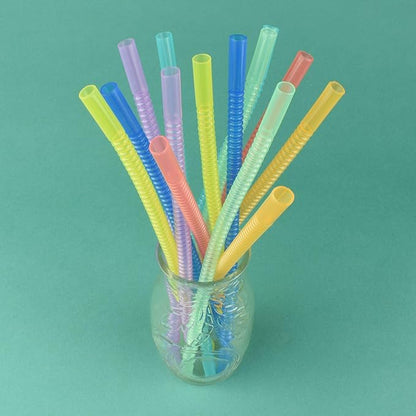 Bendable Straws - 11 inch Long Colored Flexible Straws - Bendy Drinking Straw Reusable - 14 Pack