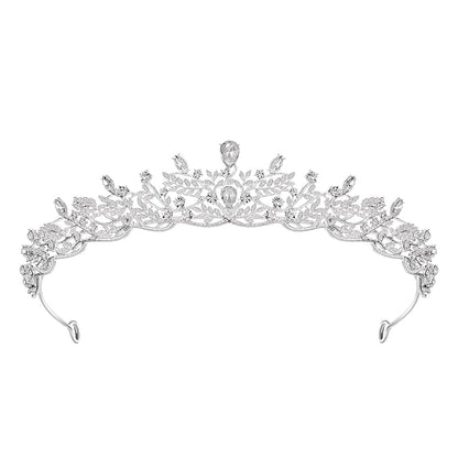 SWEETV Silver Tiara Crown for Women,Princess Tiaras for Girls,Crystal Retro Hair Accessories for Wedding Birthday Prom Pageant Quinceanera