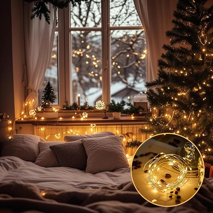 12Pack Fairy Lights Battery Operated, 7ft 20 LED 3 Modes Speed Twinkle Mini String Lights Waterproof Copper Wire Firefly Starry Lights for Mason Jars Wedding Party Christmas Decorations